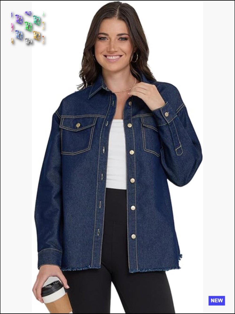 Oversized Denim Button Down Shacket for Women Plus Size Stylish Layering Piece
